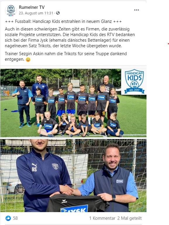 Die inklusive Kinderfußballmannschaft des Rumelner TV aus Duisburg gehörte ebenfalls zu den Gewinnerteams. Marcel, Deputy Store Manager, ließ es sich nicht nehmen, die Trikots zu überreichen.