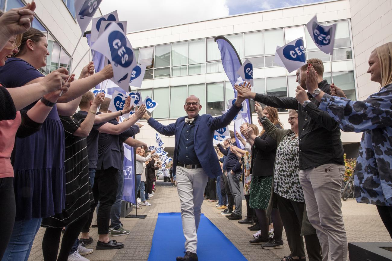 Carl Erik på den blå løber.