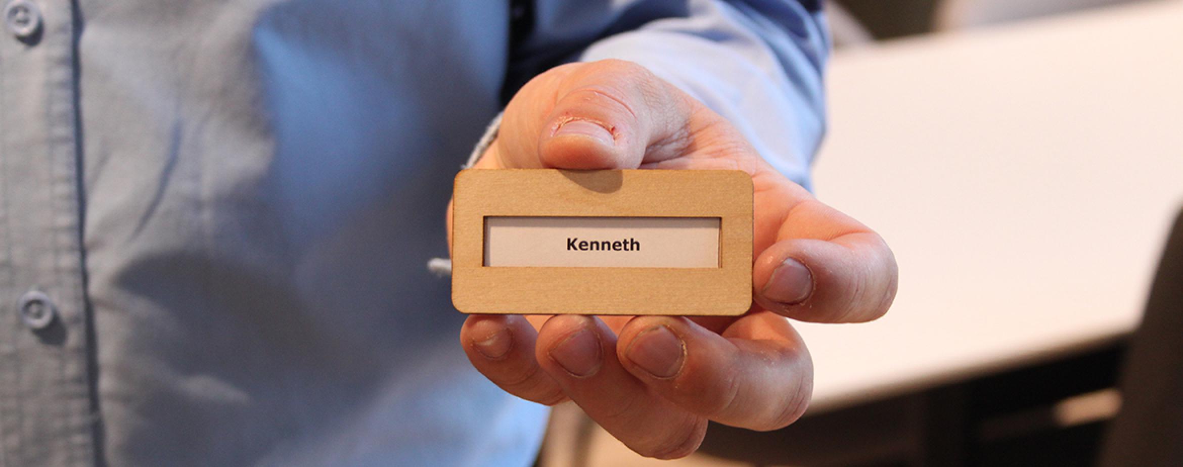 New wooden name tag