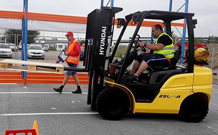 Dimitar from Bozhurishte competed in a forklift contest in Sofia
