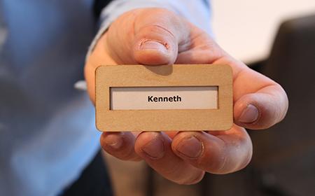 wooden name tags